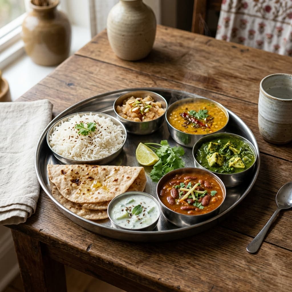Authentic Indian home-cooked thali